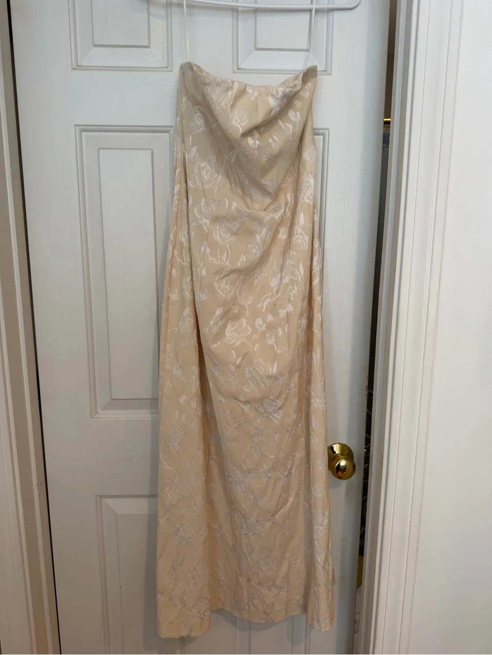 Strapless Floral Jacquard Maxi Dress